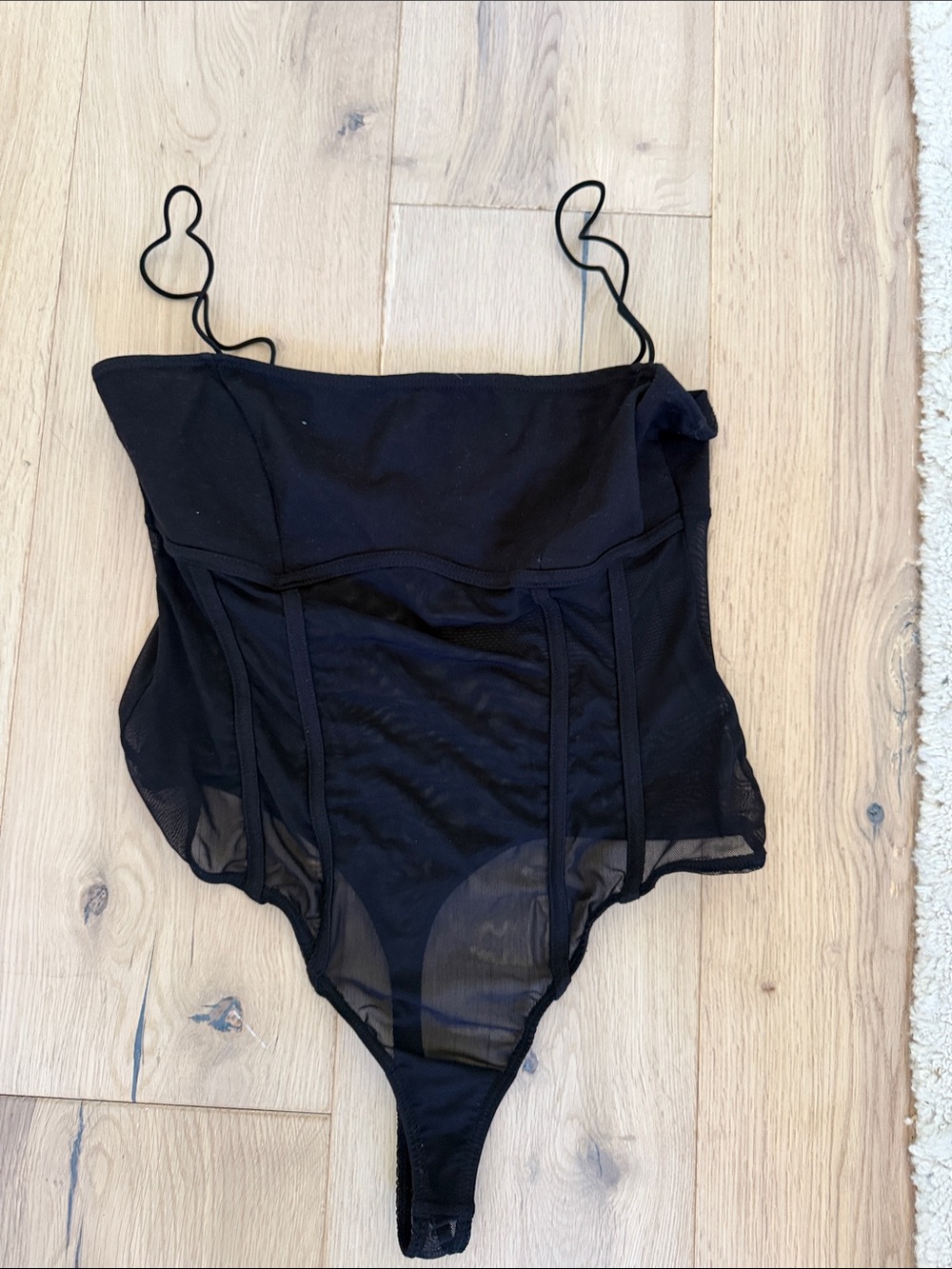 Urban Outfitters Black Sheer Strapless Bodysuit